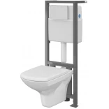 Cersanit CARINA K701-139 miska WC bez kołnierza + deska wolnoopadająca + stelaż podtynkowy HIT + przycisk