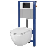 Cersanit CASPIA S701-320 Miska WC + stelaż 52 + deska WC + przycisk spłukujący prostokątna/czarny