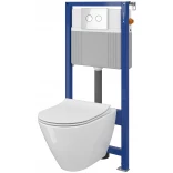 Cersanit CITY S701-322 Miska WC + stelaż 52 + deska WC + przycisk spłukujący owalna/biały