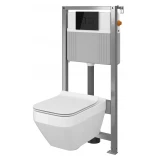 Cersanit CREA S701-291 Miska WC + stelaż 72 + deska WC + przycisk spłukujący prostokątna/czarny