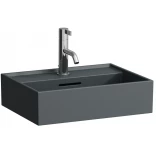 Laufen KARTELL H8153307581041 Umywalka ścienna 45x34 z przelewem, z otworem, grafitowa mat
