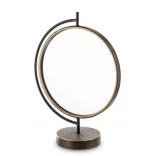 Lustro okrągłe stojące metalowe czarno-złote 143703