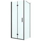Oltens HALLAN 20007300 Kabina prysznicowa kwadratowa 80x80 drzwi + ścianka czarna mat