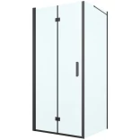 Oltens HALLAN 20202300 Kabina prysznicowa prostokątna 90x80 drzwi + ścianka czarna mat