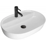 Oltens HAMNES THIN 41814000 Umywalka nablatowa owalna 62x42 z powłoką z otworem na baterię