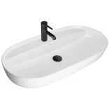 Oltens HAMNES THIN 41815000 Umywalka nablatowa owalna 80x40 z powłoką z otworem na baterię