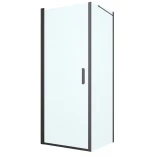 Oltens RINNAN 20013300 Kabina prysznicowa kwadratowa 80x80 drzwi + ścianka czarna mat