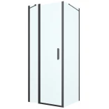 Oltens VERDAL 20220300 Kabina prysznicowa prostokątna 80x90 drzwi + ścianka czarna mat