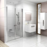 Ravak CHROME 0QVGCC0LZ1 drzwi prysznicowe, podwójne 120x195 profil polerowane aluminium, szkło transparent