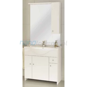 Deftrans Onas MALIBU 106-Z-08502+1524 Zestaw: szafka z umywalką ROBERTO 85 cm + lustro DSM biały