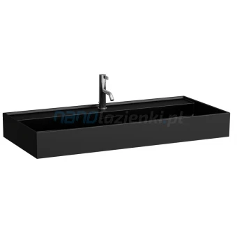 Laufen KARTELL H8103377161041 Umywalka ścienna 100x46 z przelewem, z otworem, czarna mat