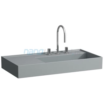 Laufen KARTELL H8103397581121 Umywalka ścienna 90x46 z blatem po lewej bez przelewu, bez otworu, grafitowa mat