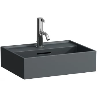 Laufen KARTELL H8153307581041 Umywalka ścienna 45x34 z przelewem, z otworem, grafitowa mat Laufen KARTELL H8153307581041 Umywalka ścienna 45x34 z przelewem, z otworem, grafitowa mat