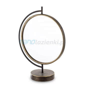 Lustro okrągłe stojące metalowe czarno-złote 143703