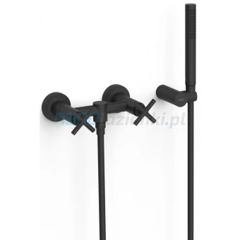 Tres MONT BLANC 28316301NM Bateria natryskowa 2-uchwytowa + zestaw prysznicowy punktowy czarna mat