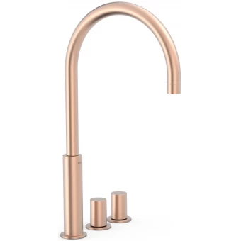 Tres STUDY EXCLUSIVE 06110502OPM Bateria umywalkowa 3-otworowa wysoka XXL różowe złoto mat